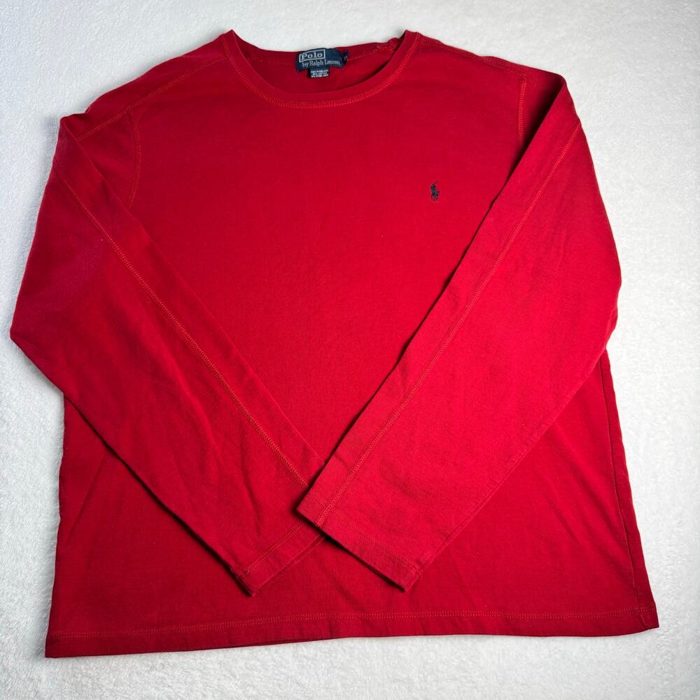 Polo by Ralph Lauren 90’s XL Men’s Red Long Sleeve Pony Logo Crew Neck Cotton